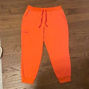 Figs Women's Sunset Orange Zamora High Waisted 2.0 Petite Jogger Scrub Pants 2XL